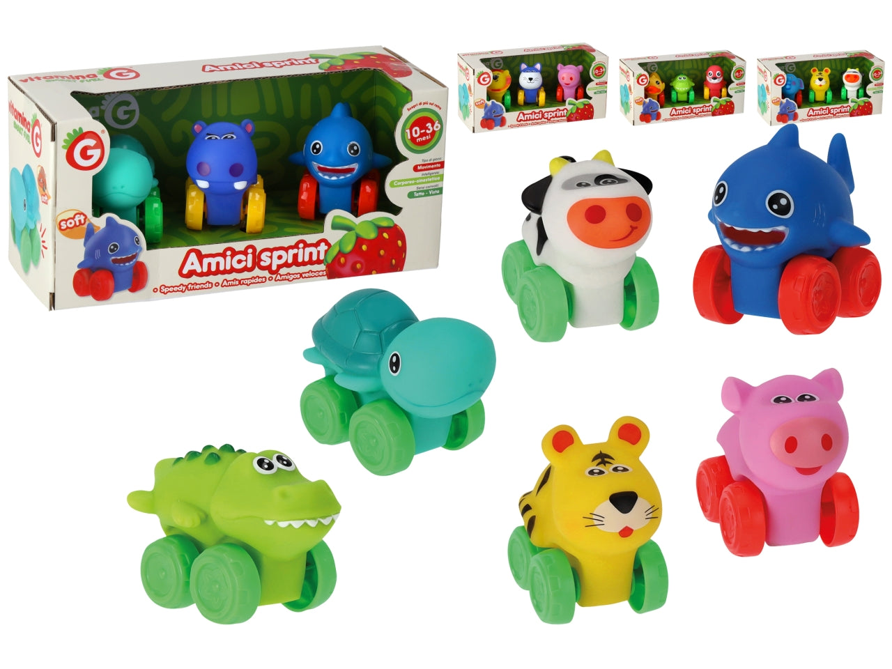 Vitamina G animali vinile ruota libera 3pezzi assortiti