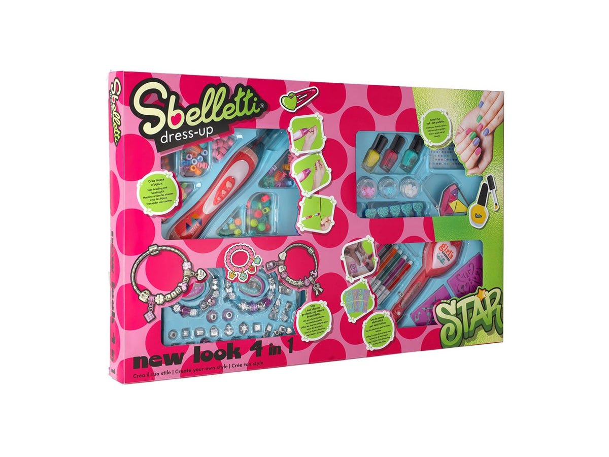 Sbelletti set bellezza 4in1 capelli gioielli perline nailart