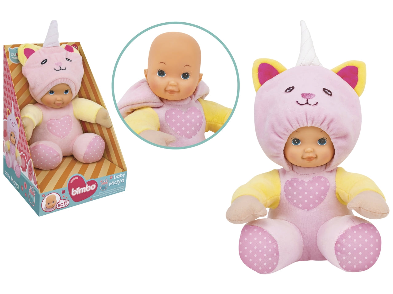 Bimbo bambola 25cm soffice con cappuccio animale