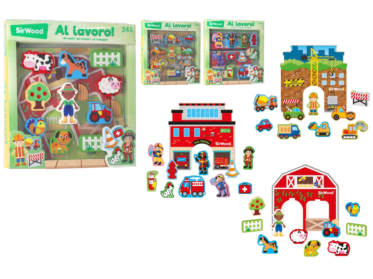 Sirwood play set fattoria pompieri cantiere in legno