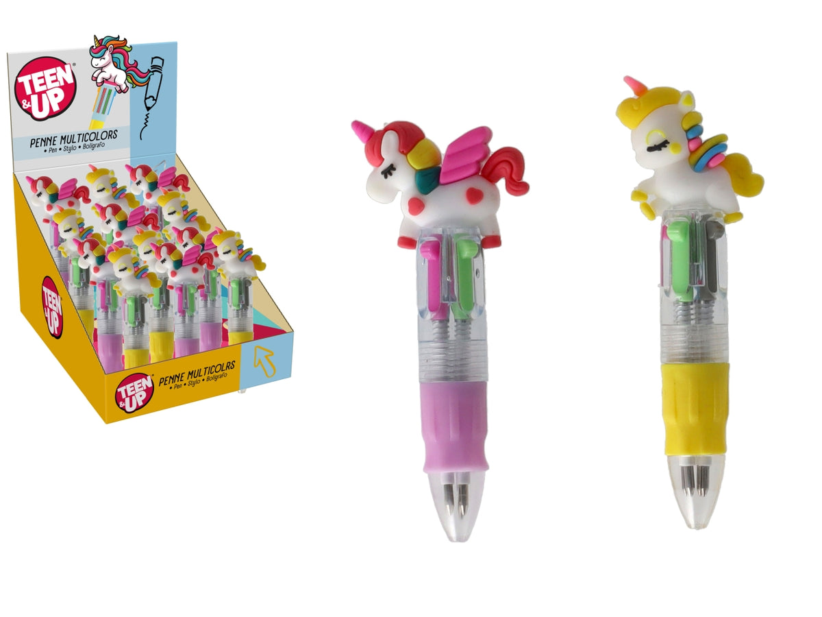 Teen up penna mini unicorno con 4 colori assortiti