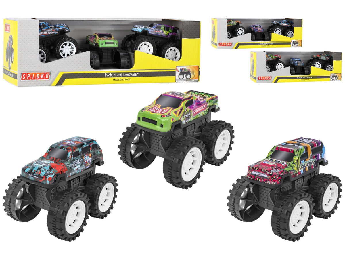 Spidko auto big foot metallo a frizione set da 3pezzi