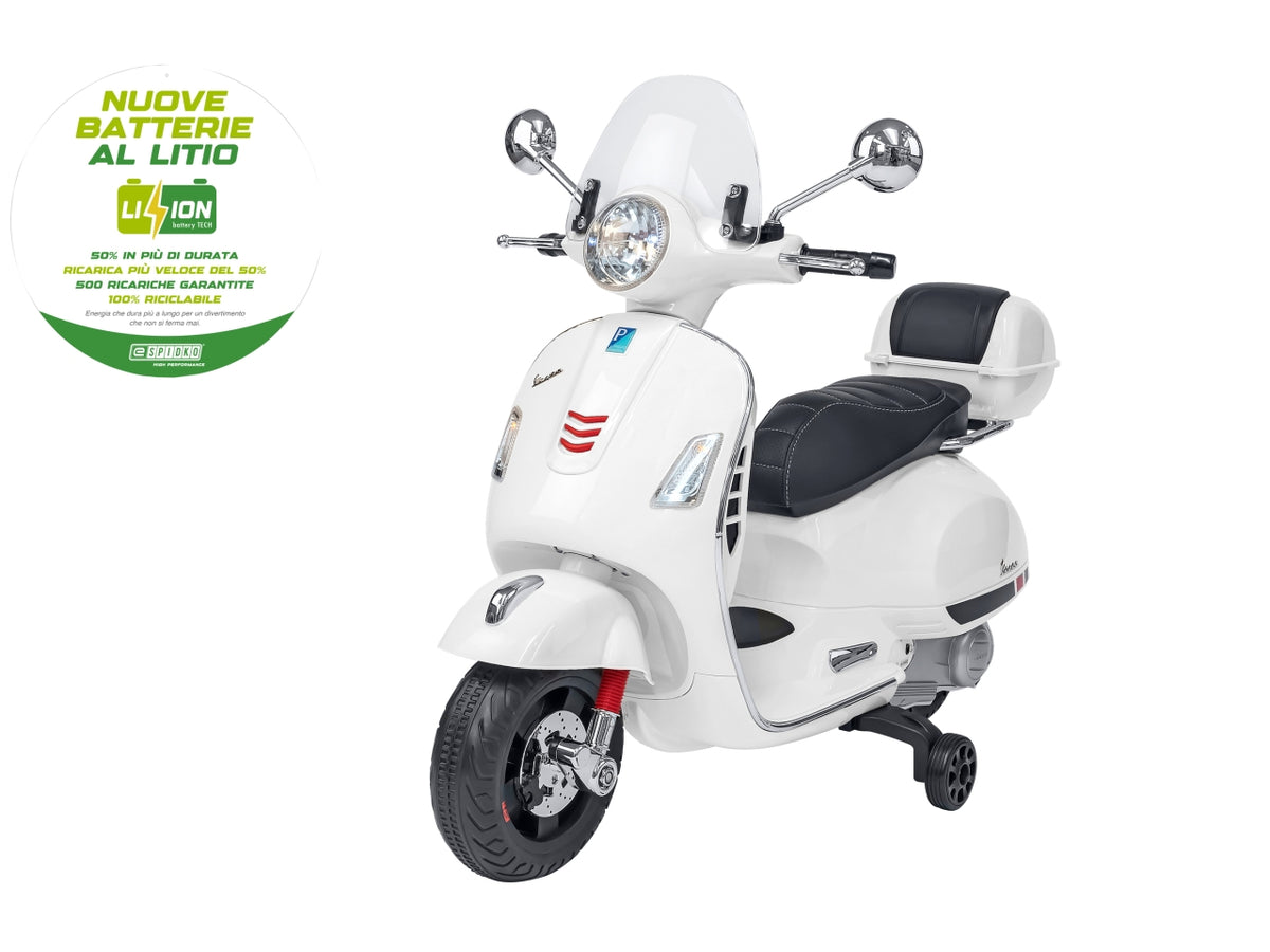 E-spidko vespa a batteria  li-ion gts 12v di colore bianca