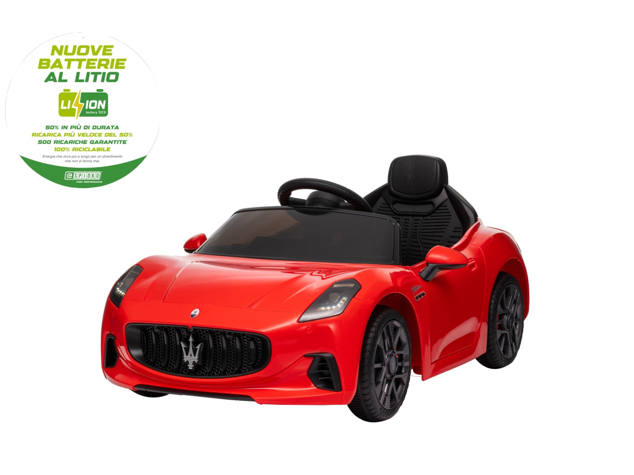E-spidko auto Maserati granturismo batteria li-ion 12v di colore rosso