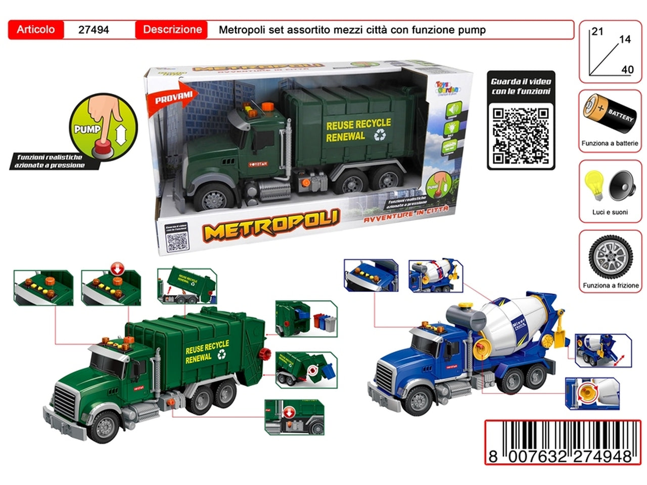 Metropoli pump truck ecologico e betoniera