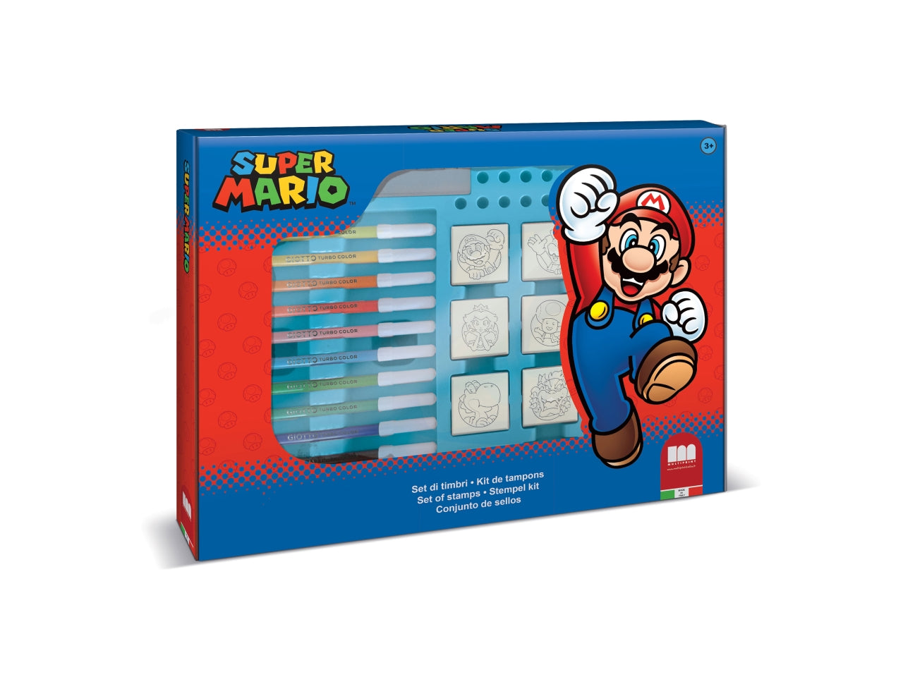 Valigiotto 7 timbri 12 pennarelli super mario bros