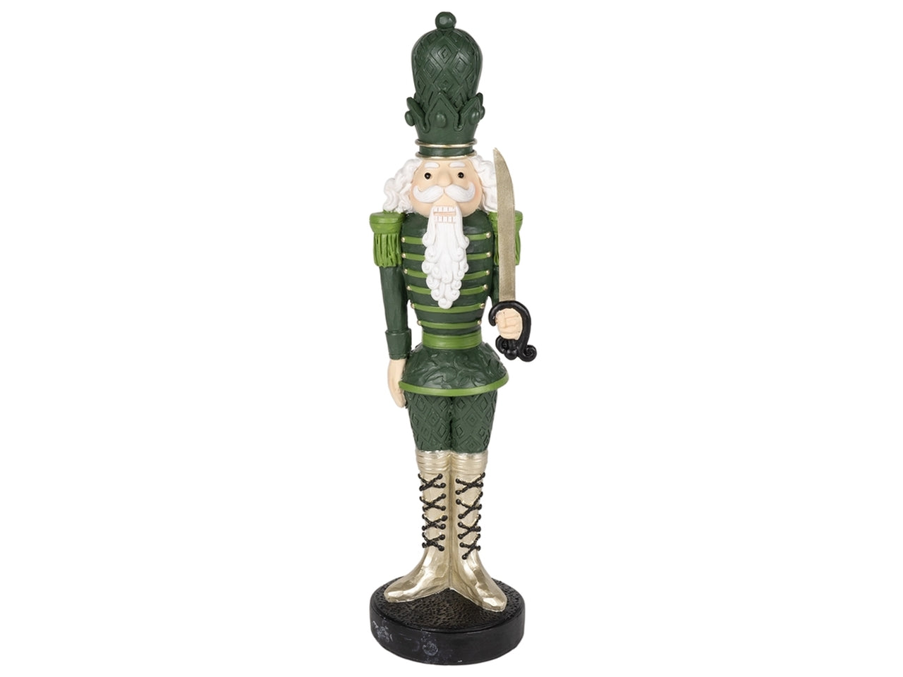 Schiaccianoci 38cm in resina verde e oro