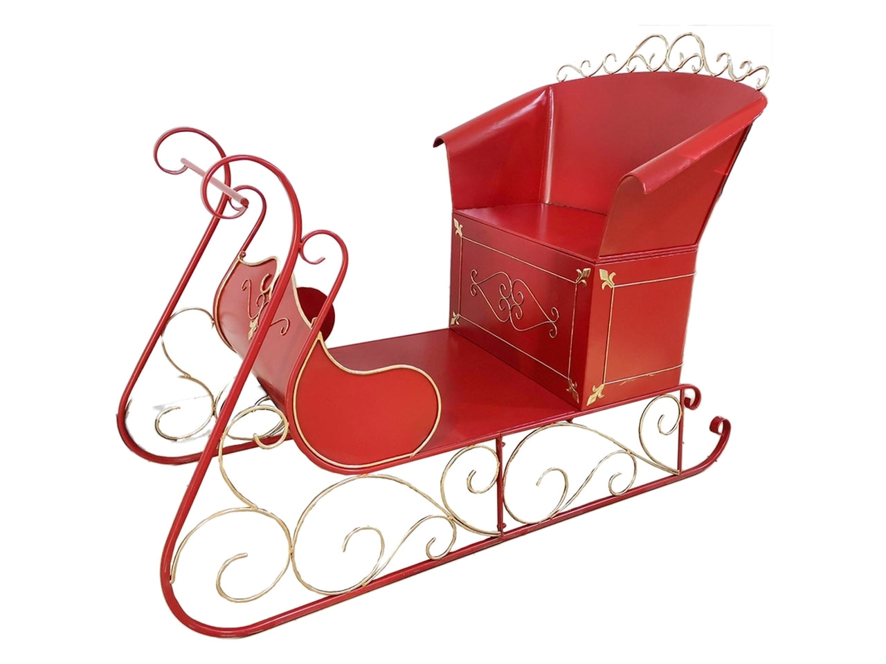 Slitta in metallo 181x110x139cm rossa e oro