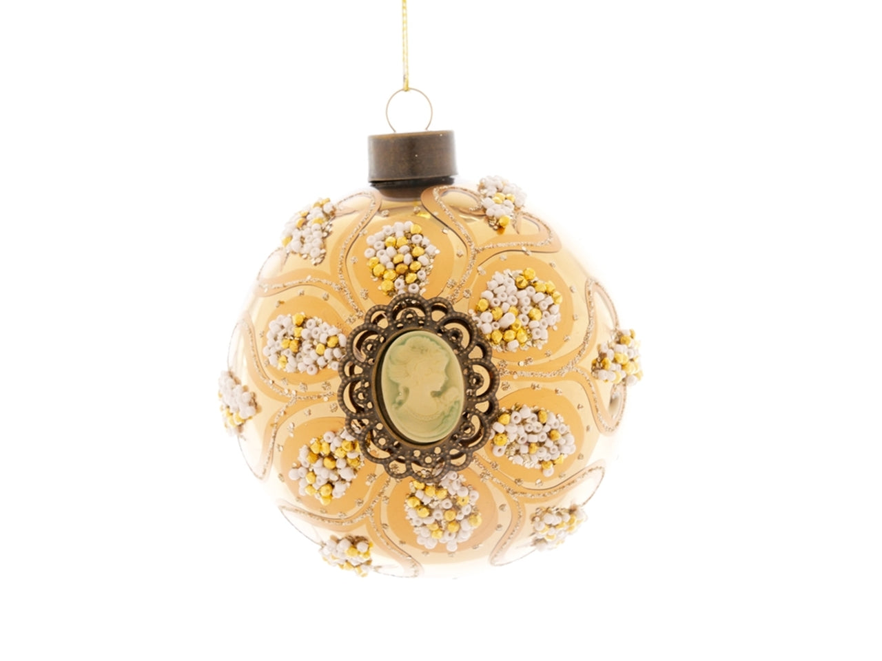 Palla in vetro 12cm oro con cameo