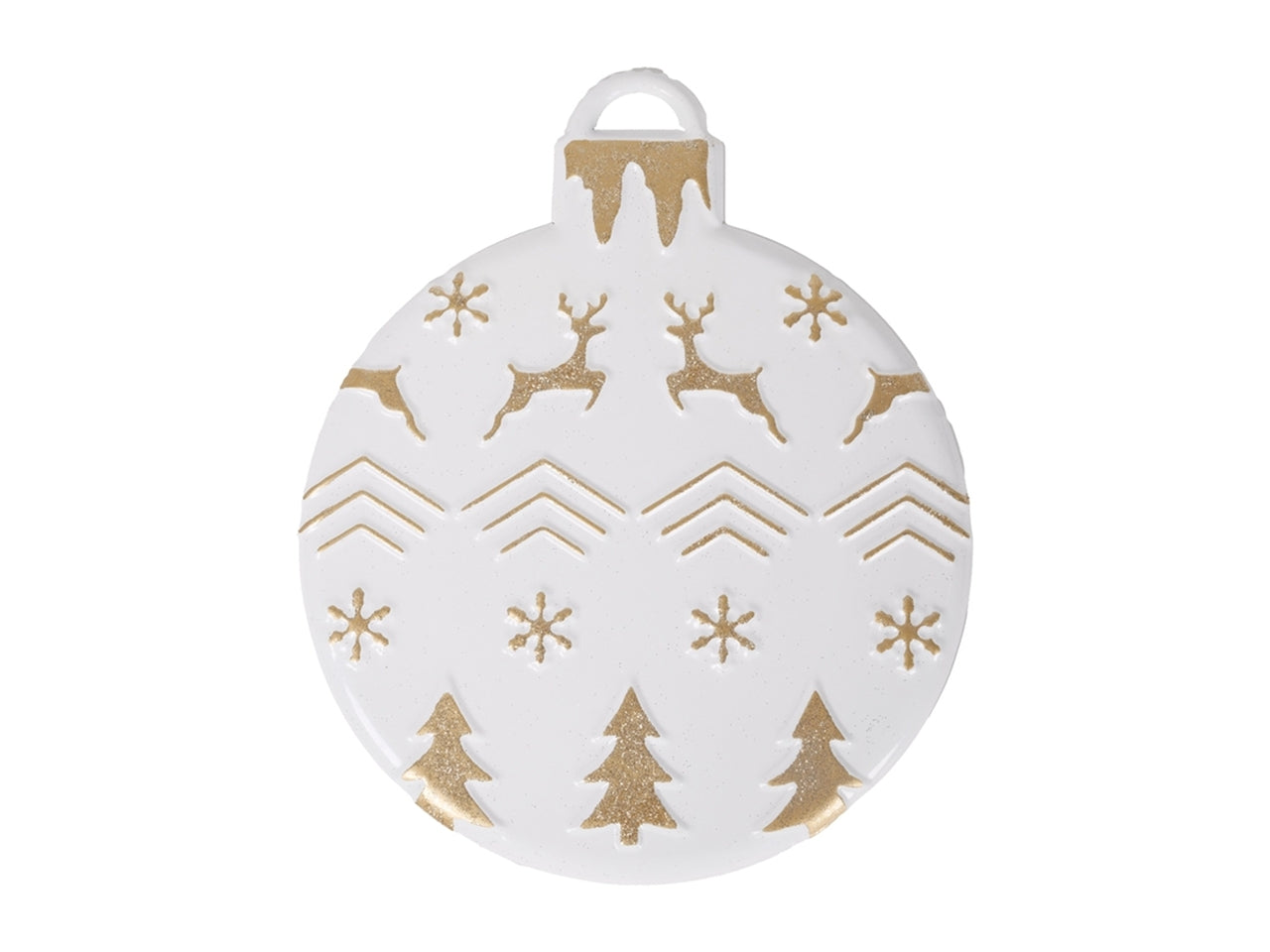 Decorazione palla 27x1,5x32cm in metallo bianco