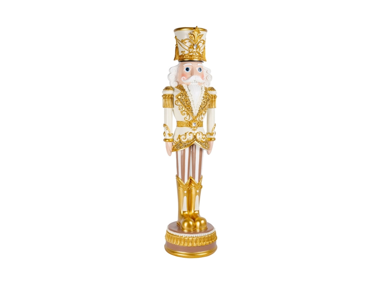 Schiaccianoci 50cm in resina bianco e oro