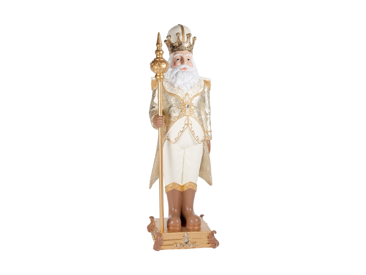 Babbo natale 92cm in resina avorio e oro