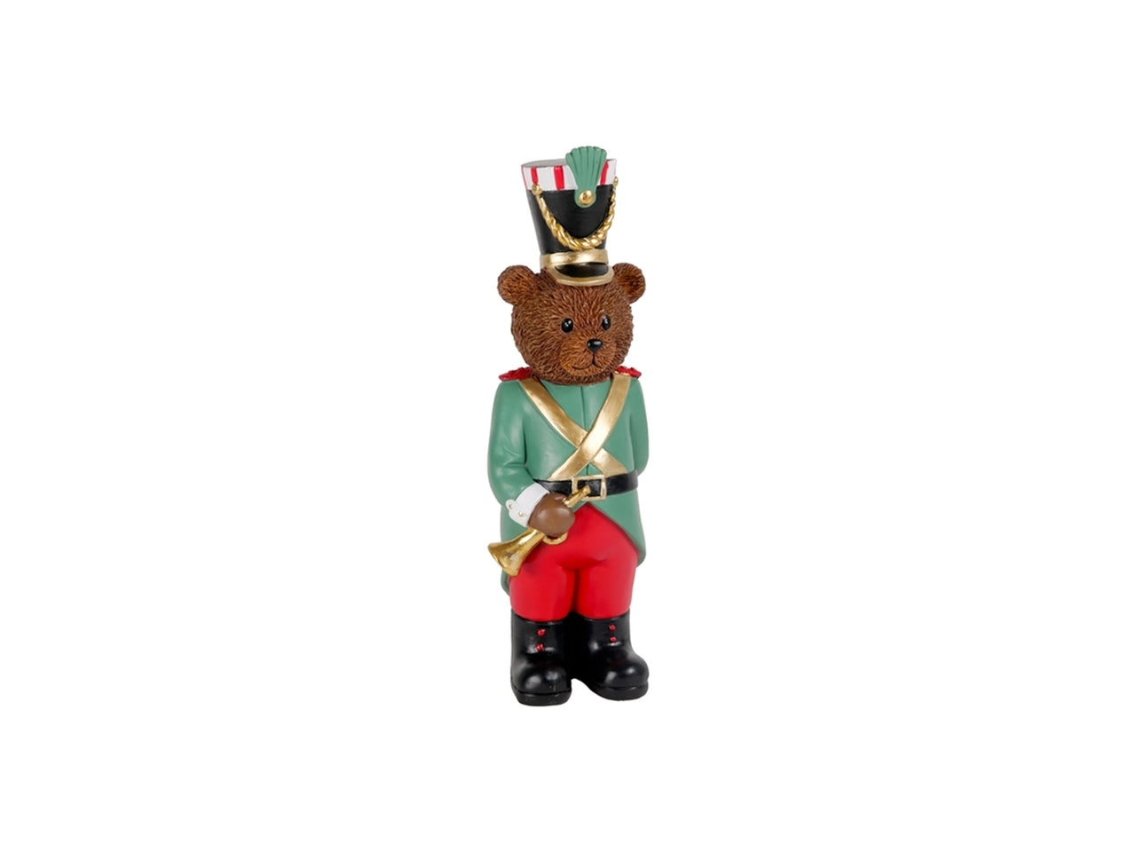Orso 33cm in resina verde e rosso