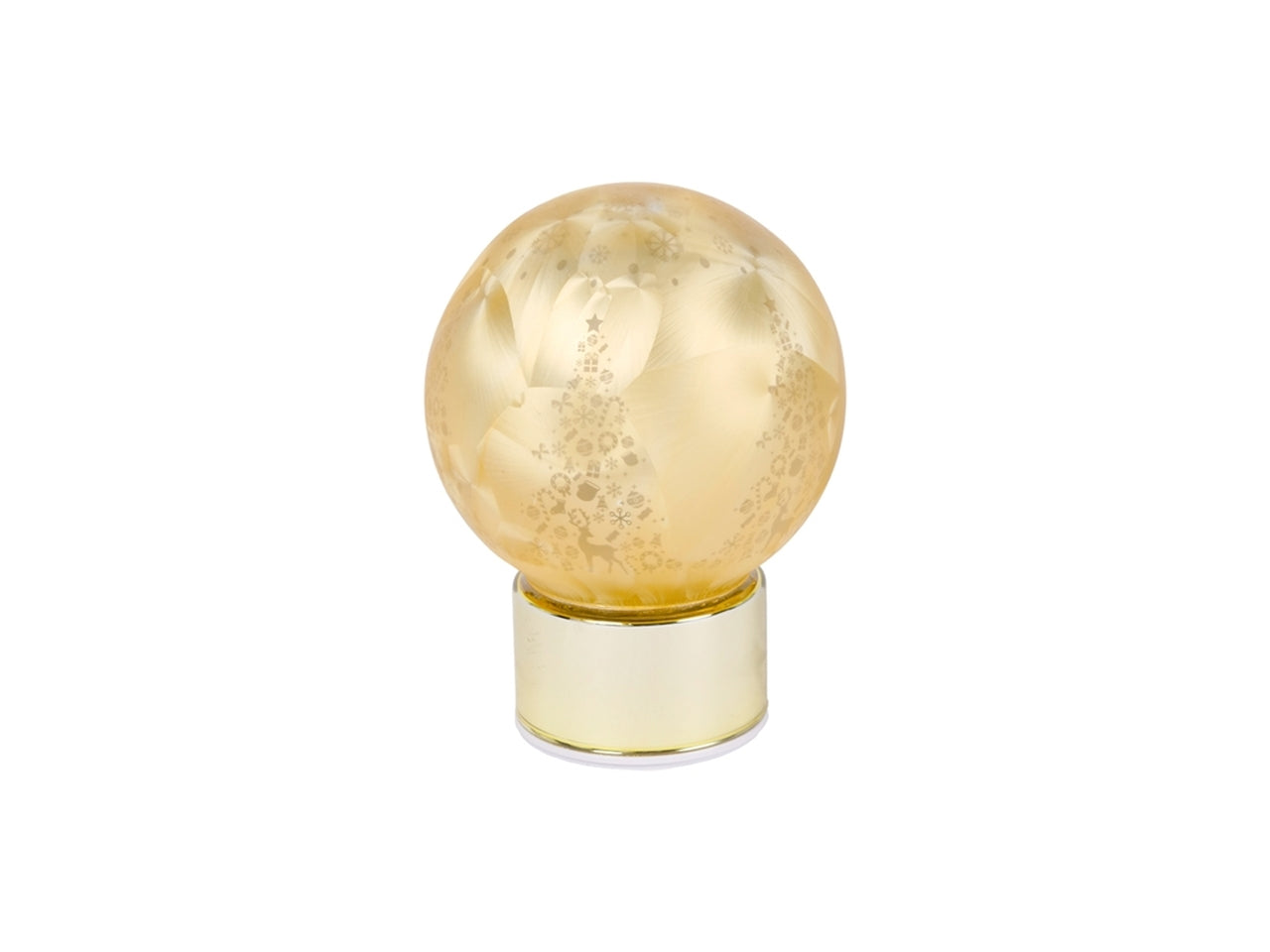 Sfera in vetro decorata con movimento e led 15x19cm oro
