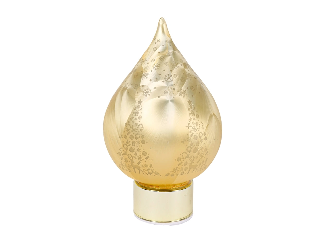 Goccia in vetro decorato con movimento e led 15x19cm oro