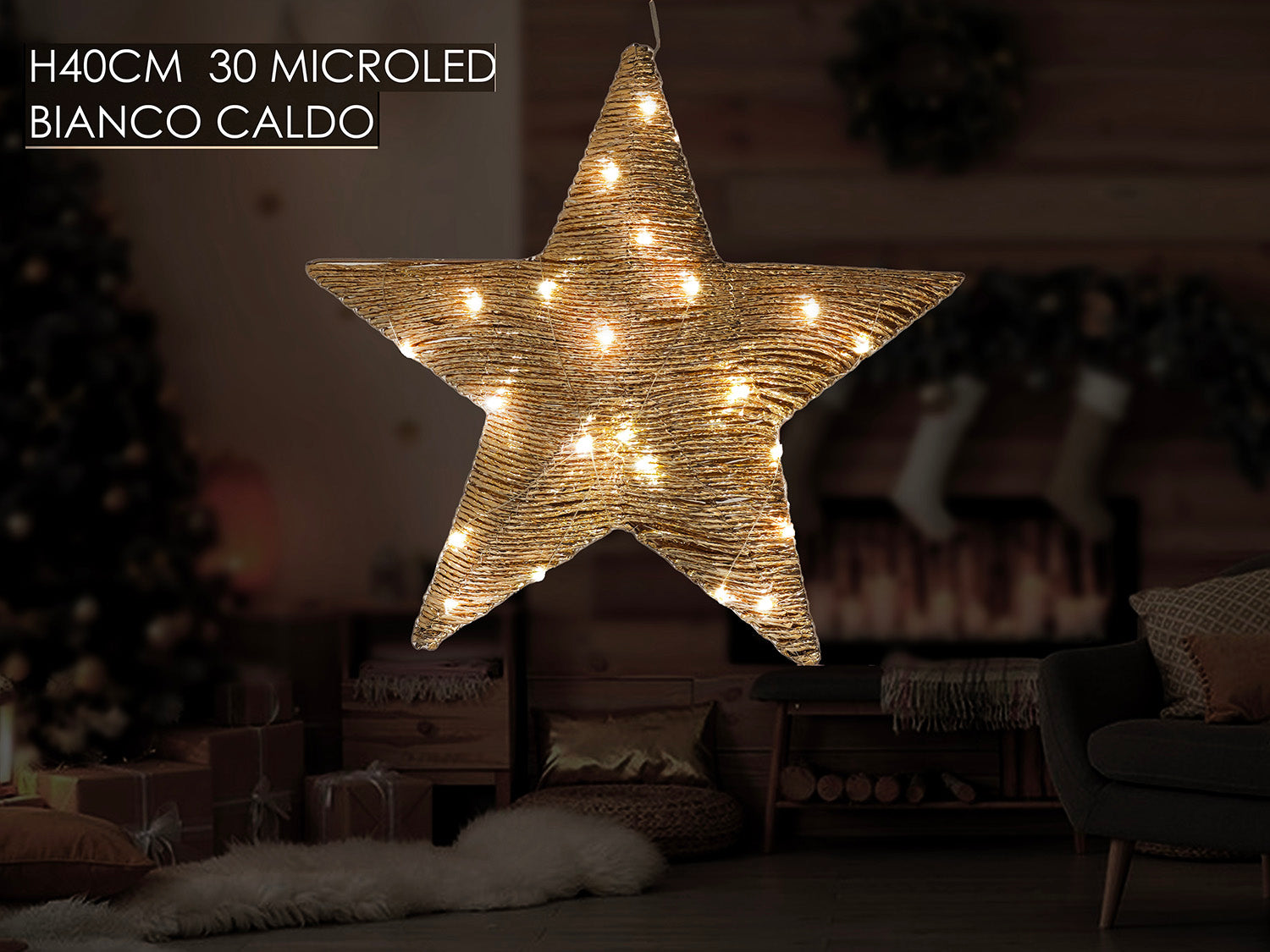 Stella 40cm con 30 microled bianco caldo