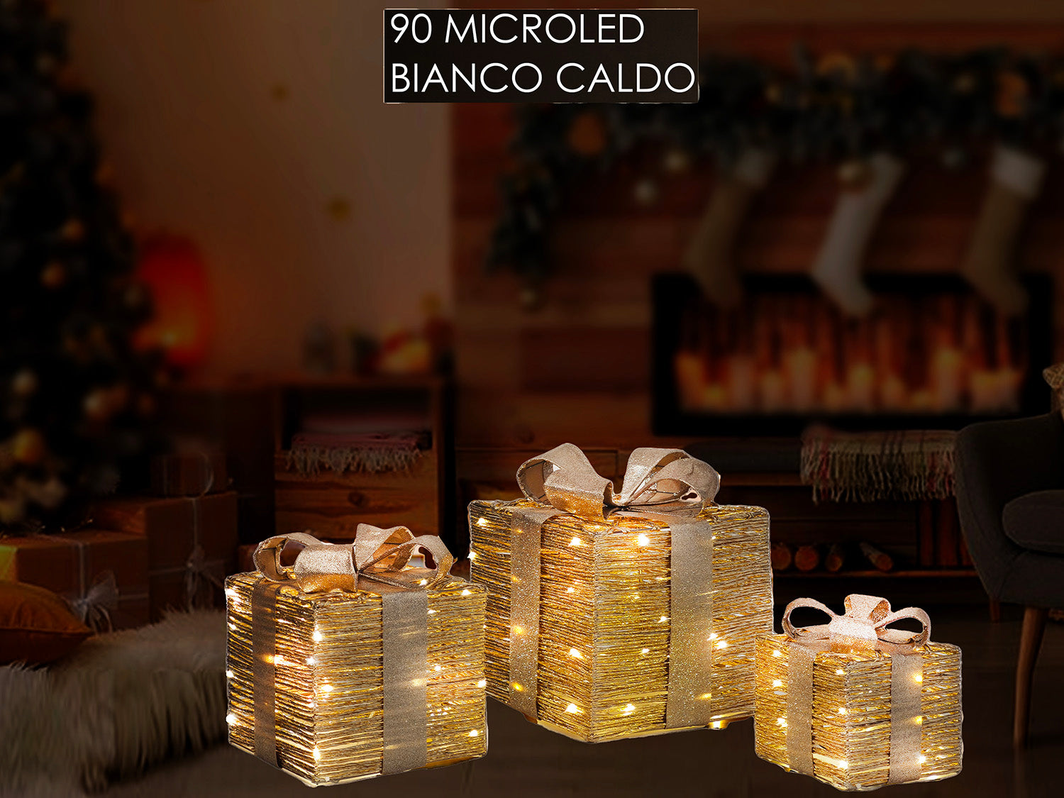 3 Pacchi con 90 microled bianco caldo,