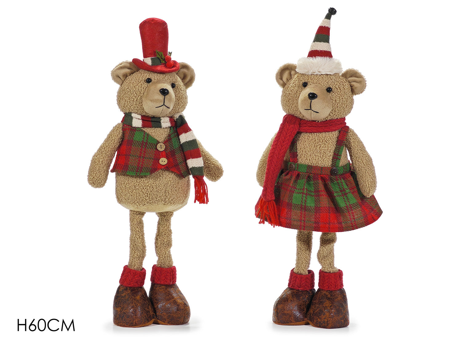 Orso natalizio 60cm in piedi assorti