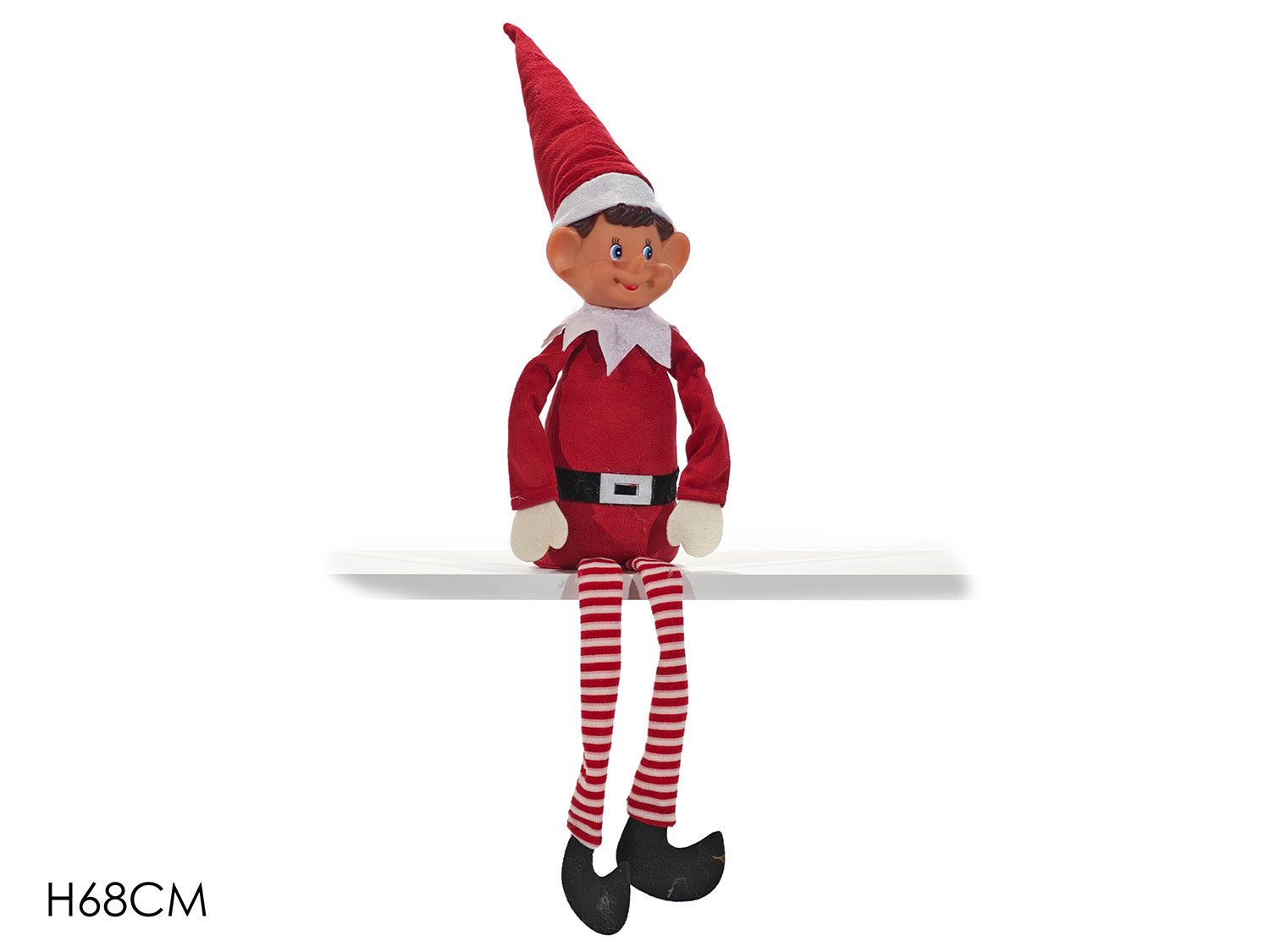 Elfo con gambe penzoloni 41cm rosso