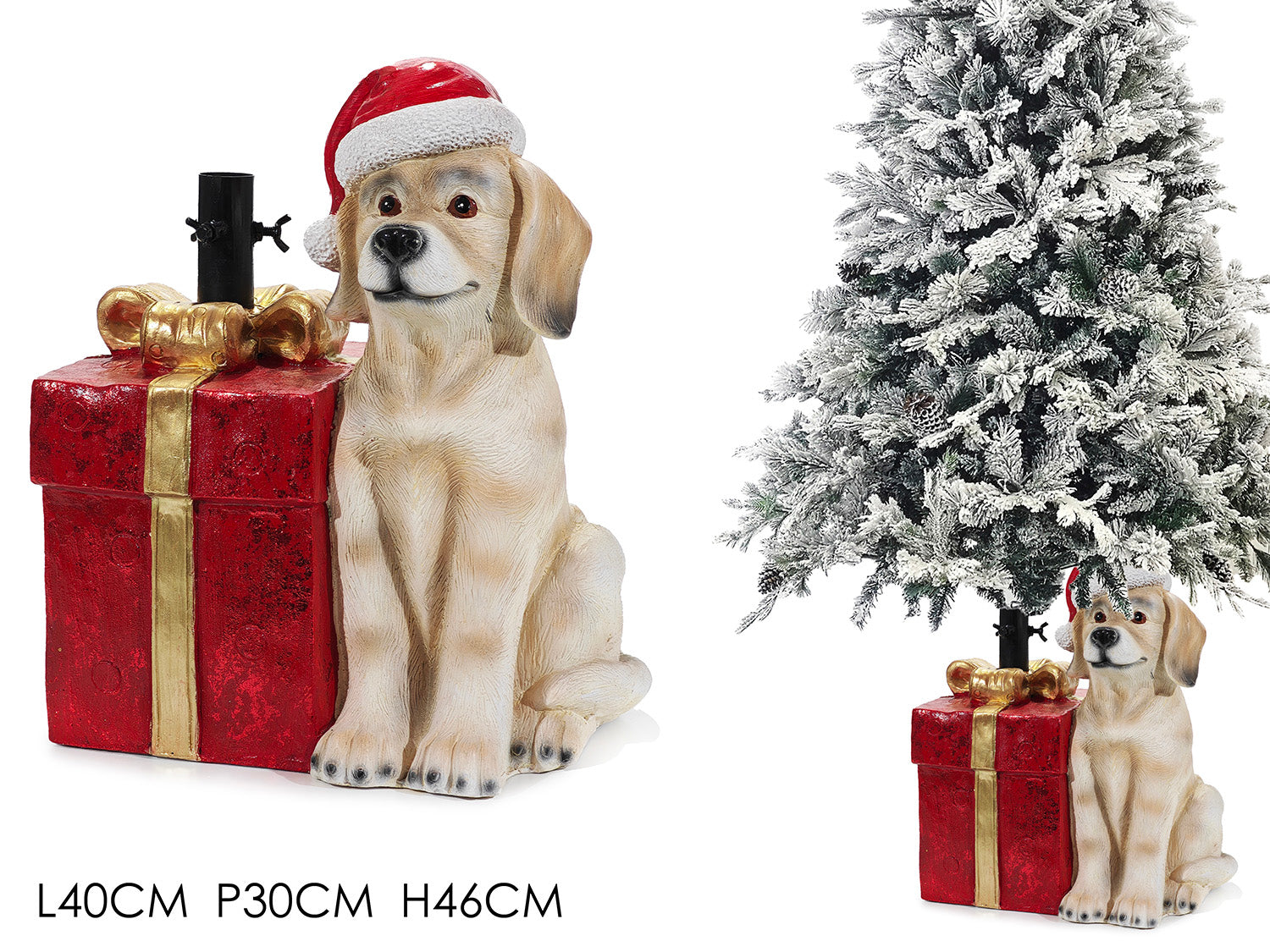 Base albero pacco con cane 40x30x46cm