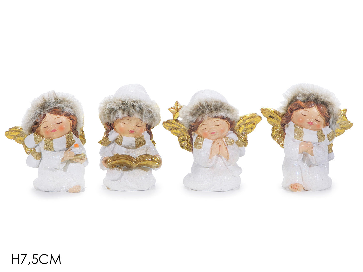 Angelo 5xh.7,5cm bianco e oro modelli assortiti