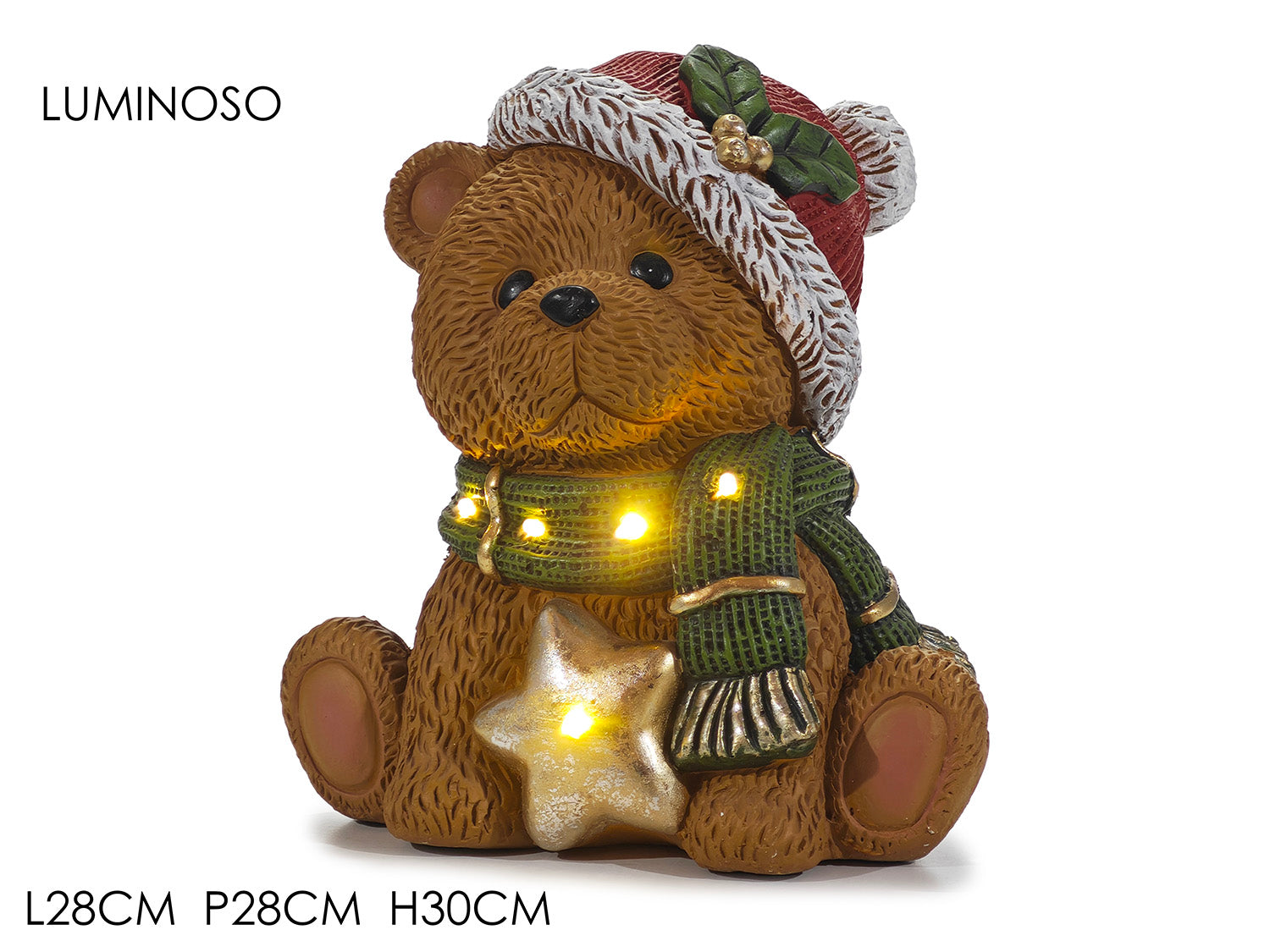 Orso natalizio luminoso 28x22xh.30cm