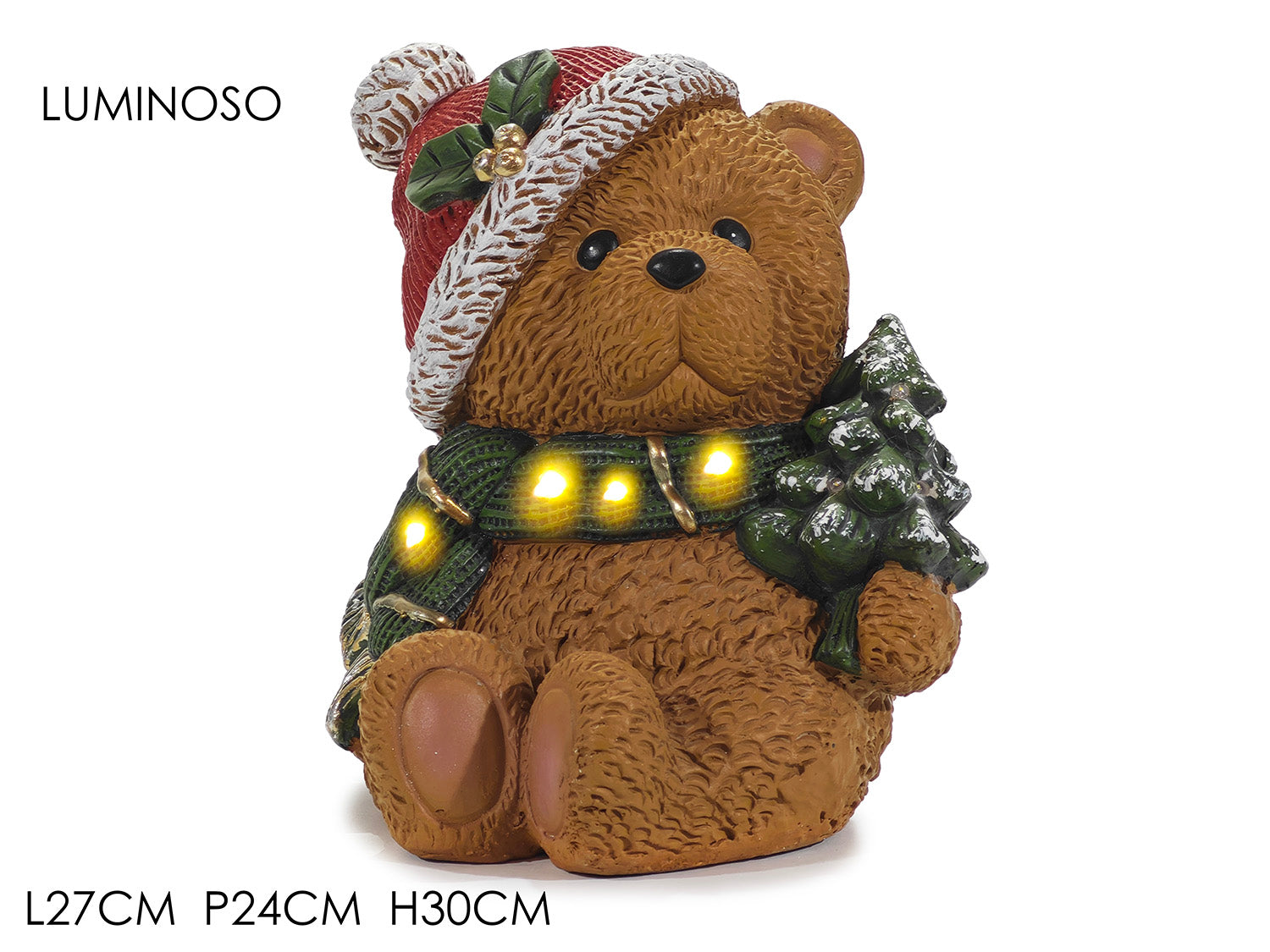 Orso natalizio luminoso 27x24xh.30cm