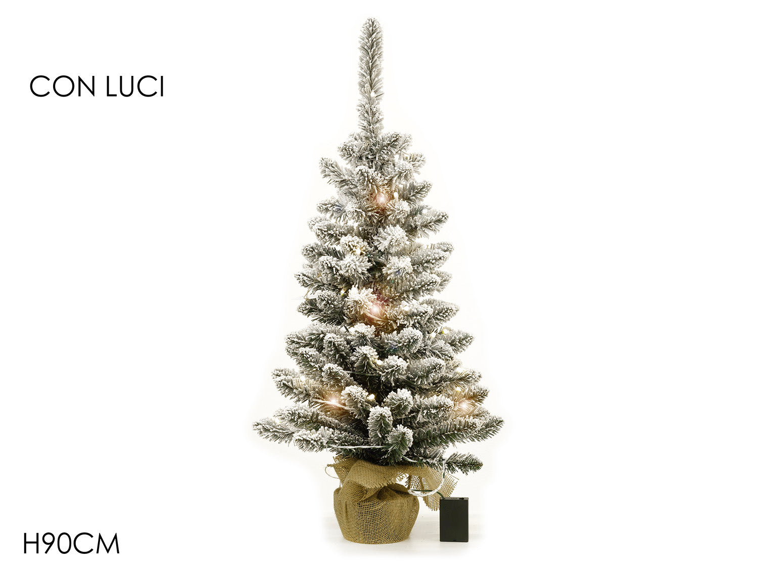 Albero 90cm luminoso con 50 led e 98 rami innevato