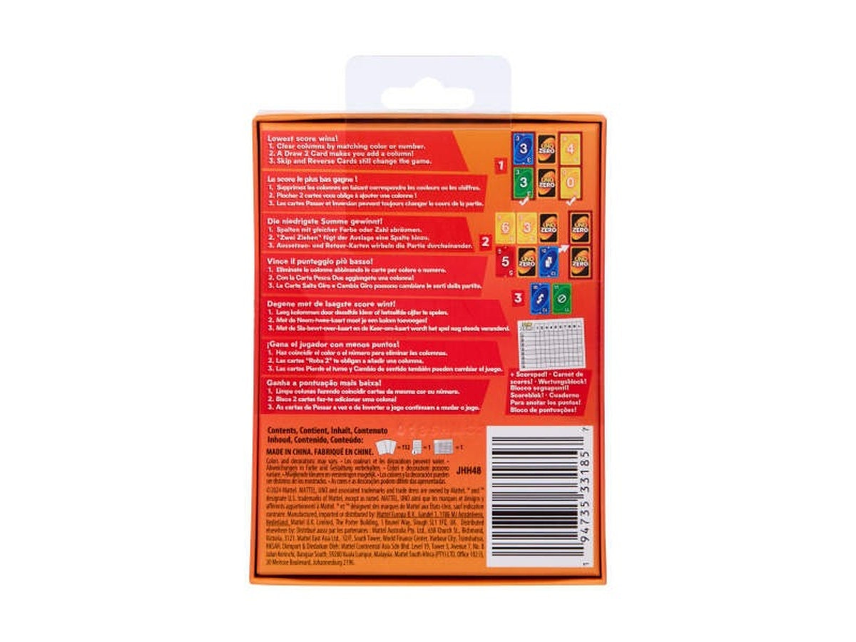 Uno zero card games