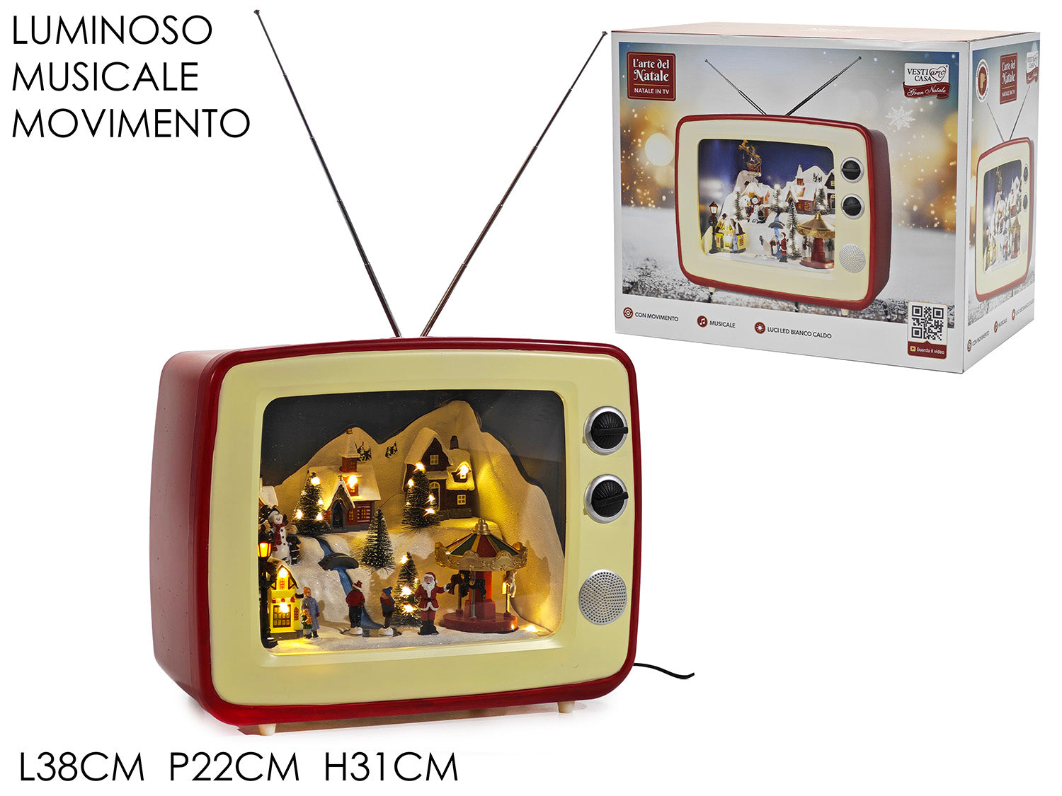 Scenario tv con luci, musica e movimento 38xh.31cm