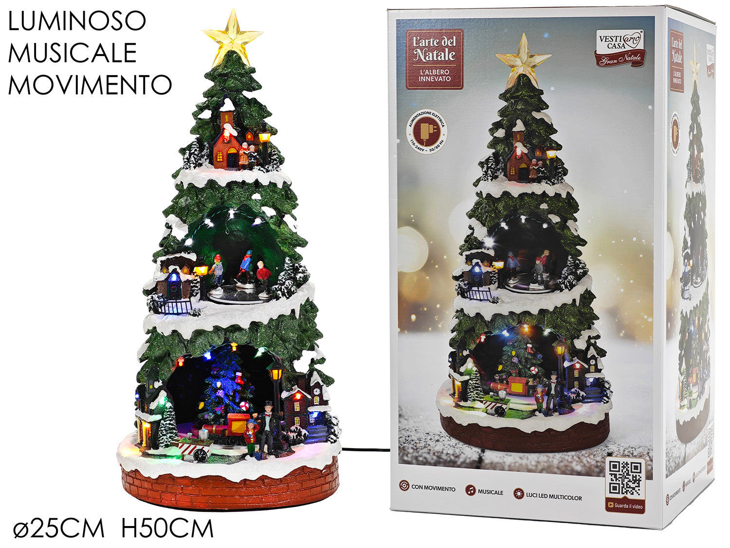 Scenario albero a batteria con luci, musica e movimento