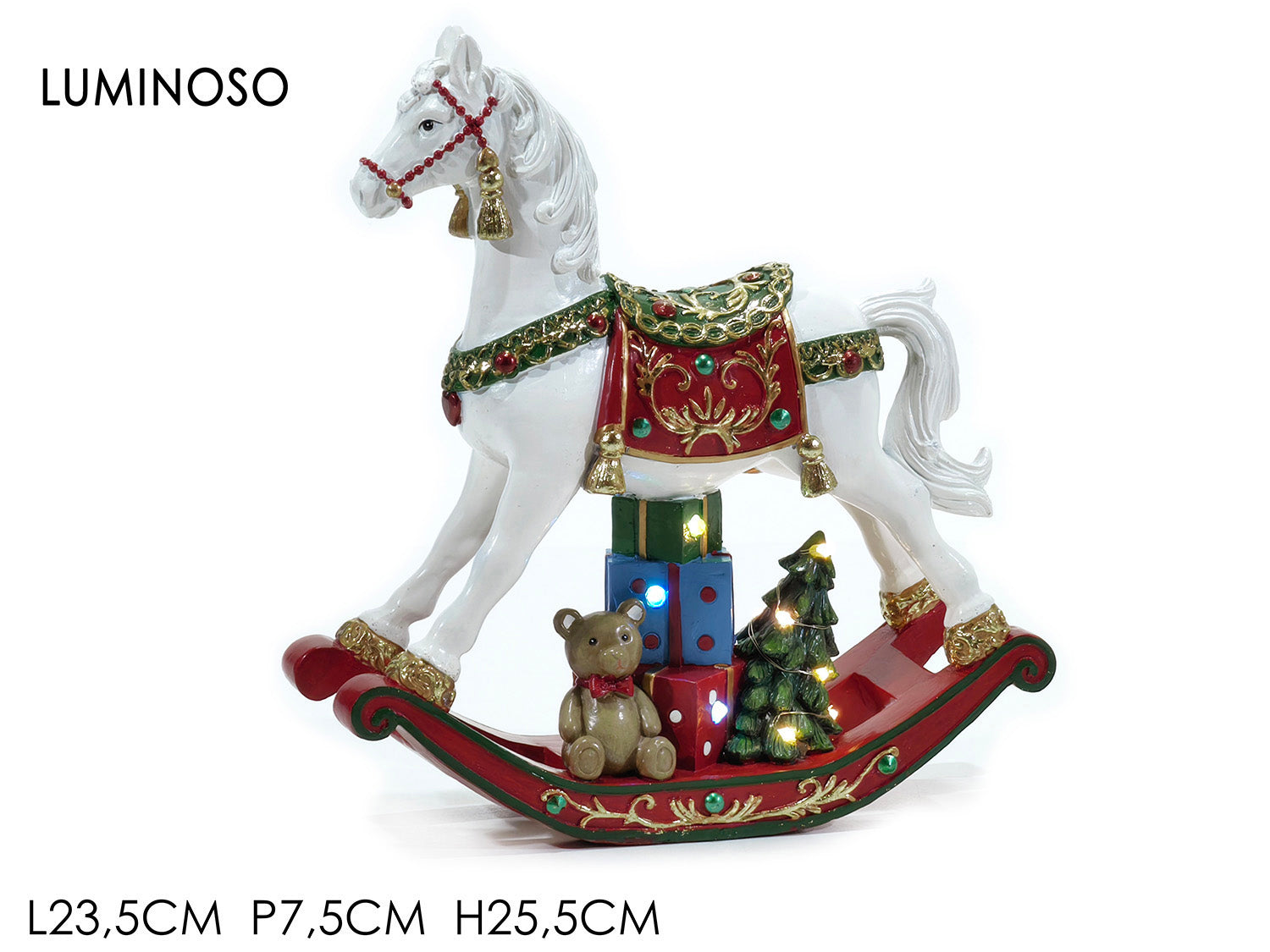 Cavallo a dondolo 25cm a batteria con luce