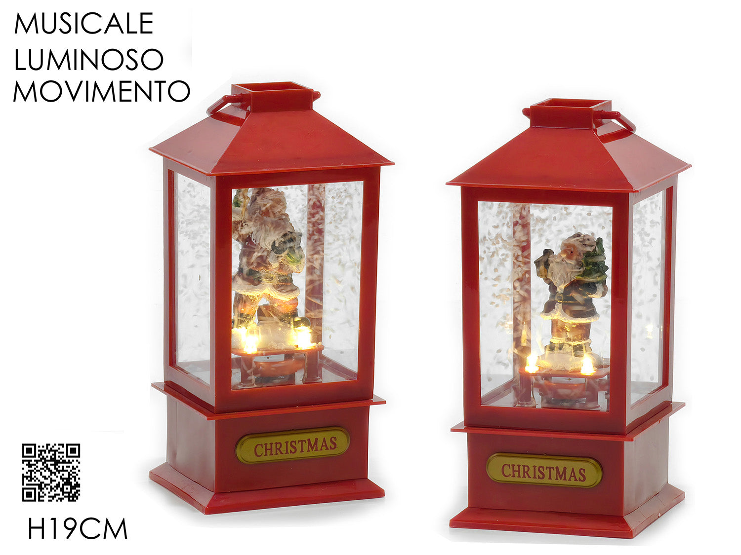 Lanterna 19cm rossa con luci, suoni e movimento a batteria, modelli assortiti
