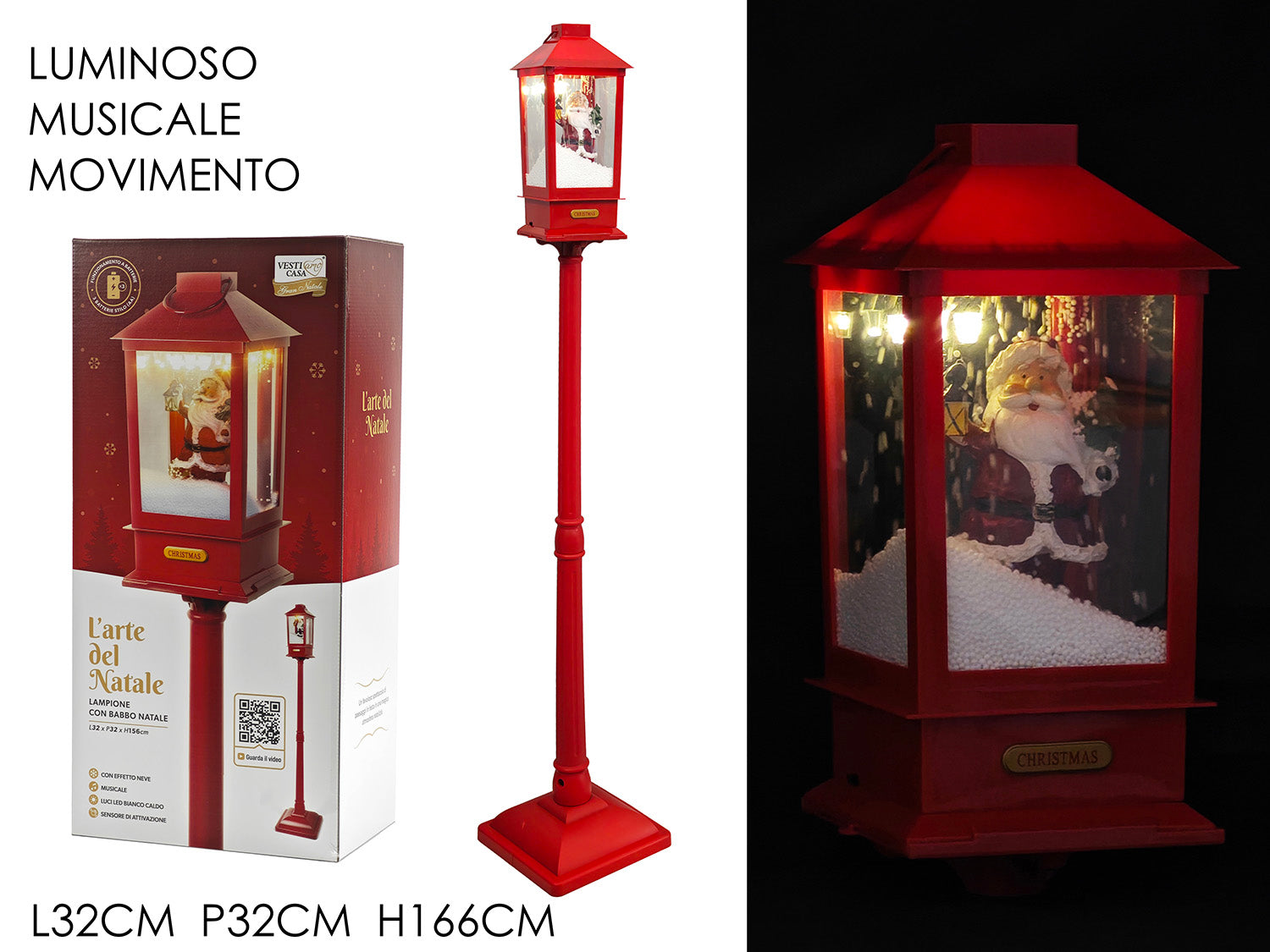Lampione 166cm rosso con luci, suoni e movimento a batteria