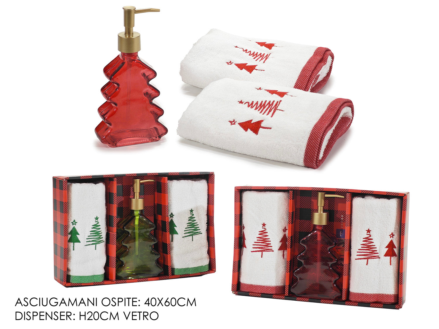 Asciugamani set 2pz con portasapone 2 assortimenti