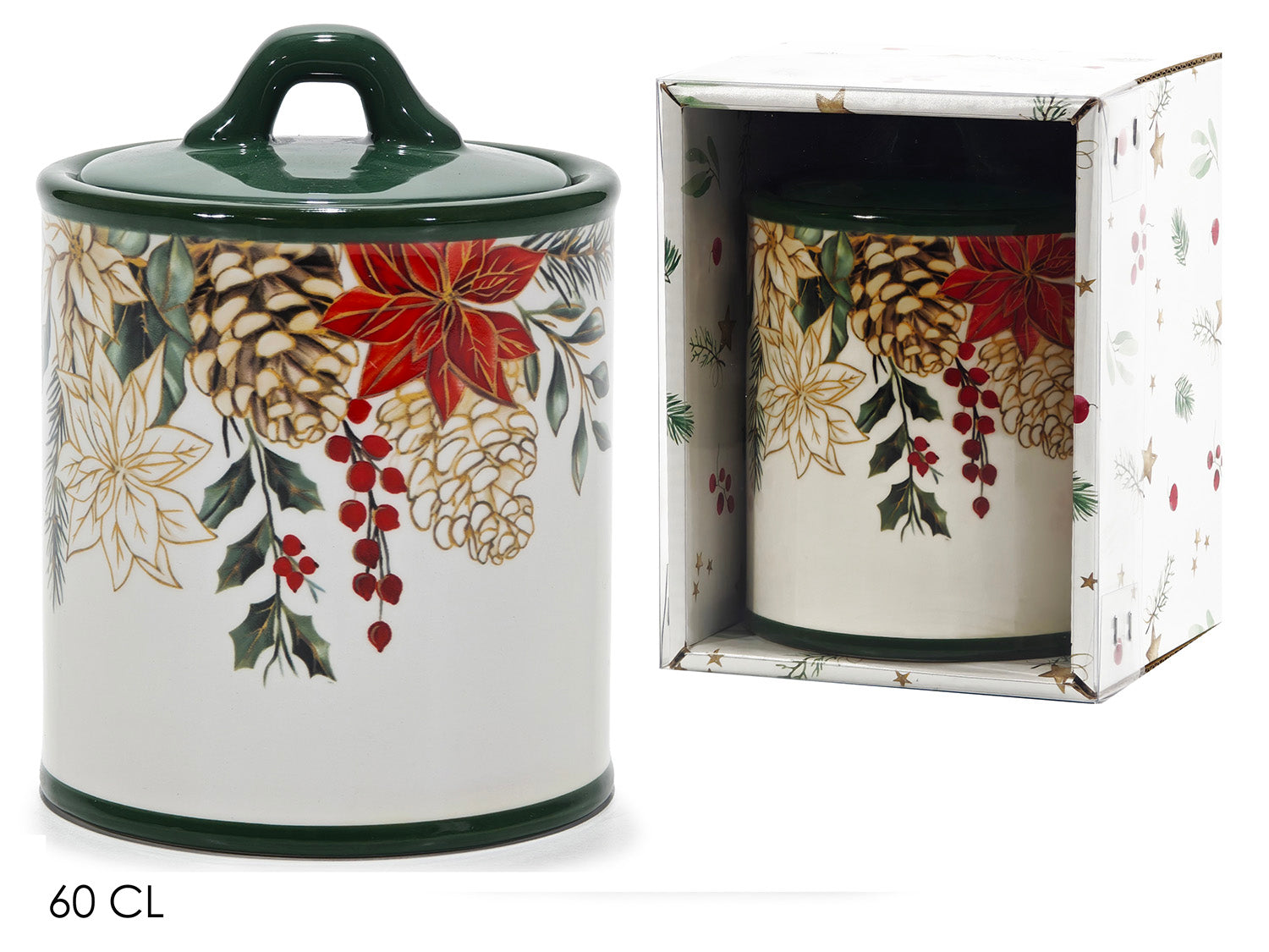 Barattolo in ceramica decoro con ghirlanda 60cl