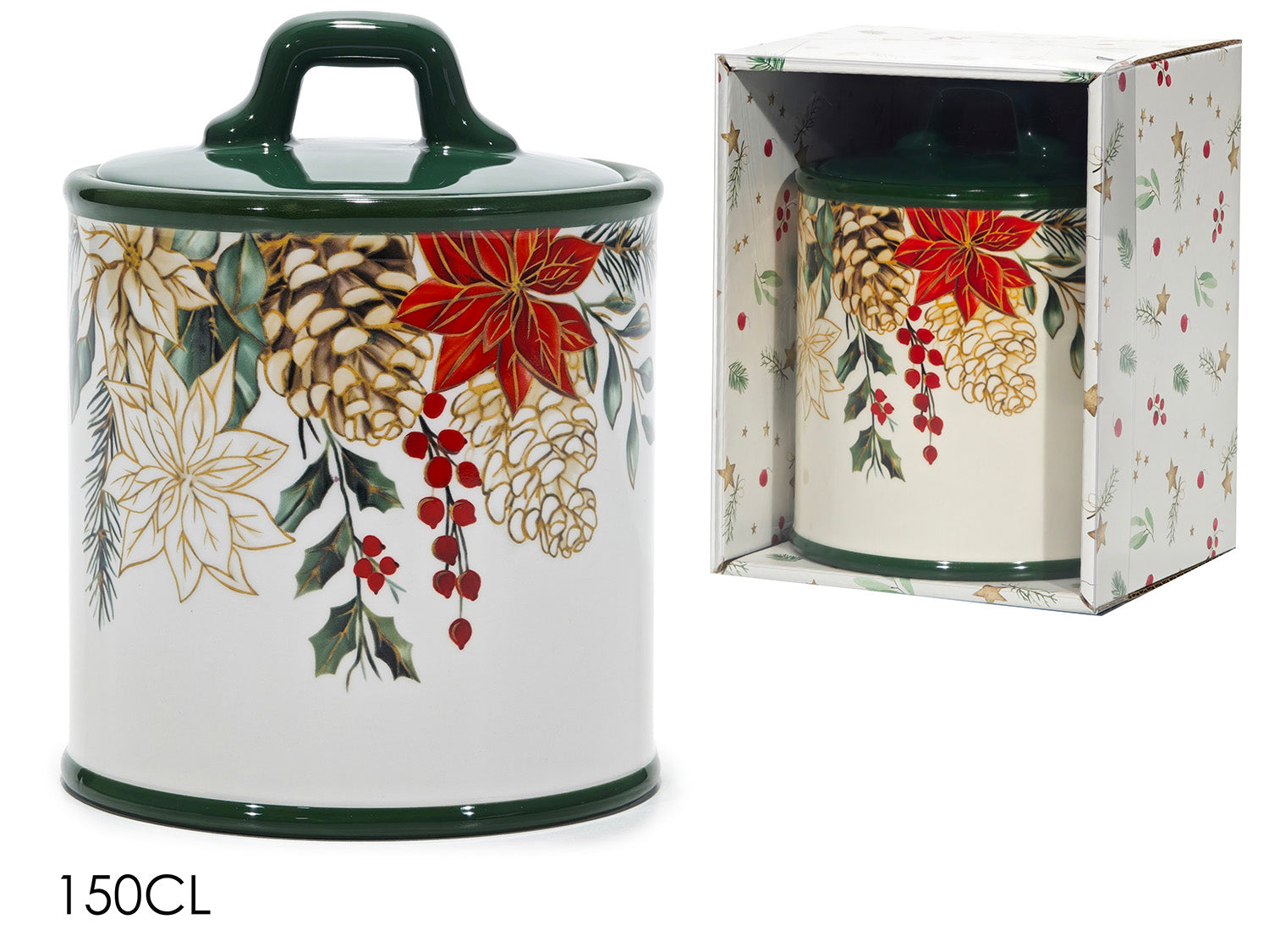 Barattolo in ceramica decoro con ghirlanda 150cl