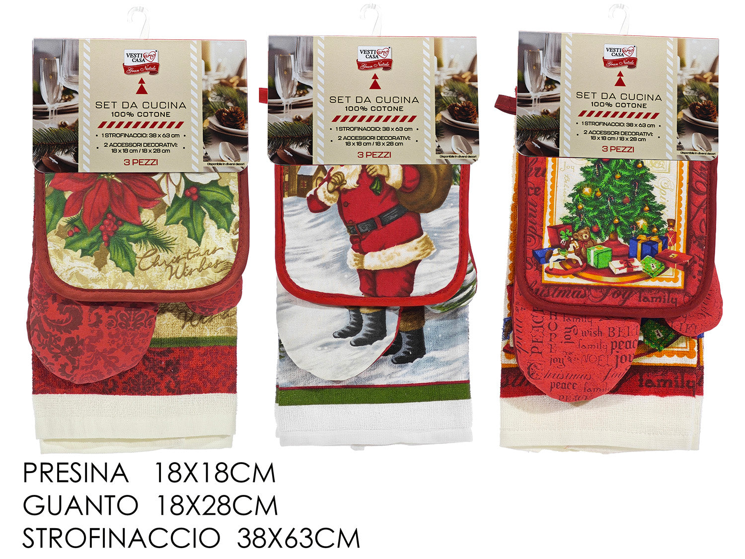 Canovaccio con presina e guanto assortiti
