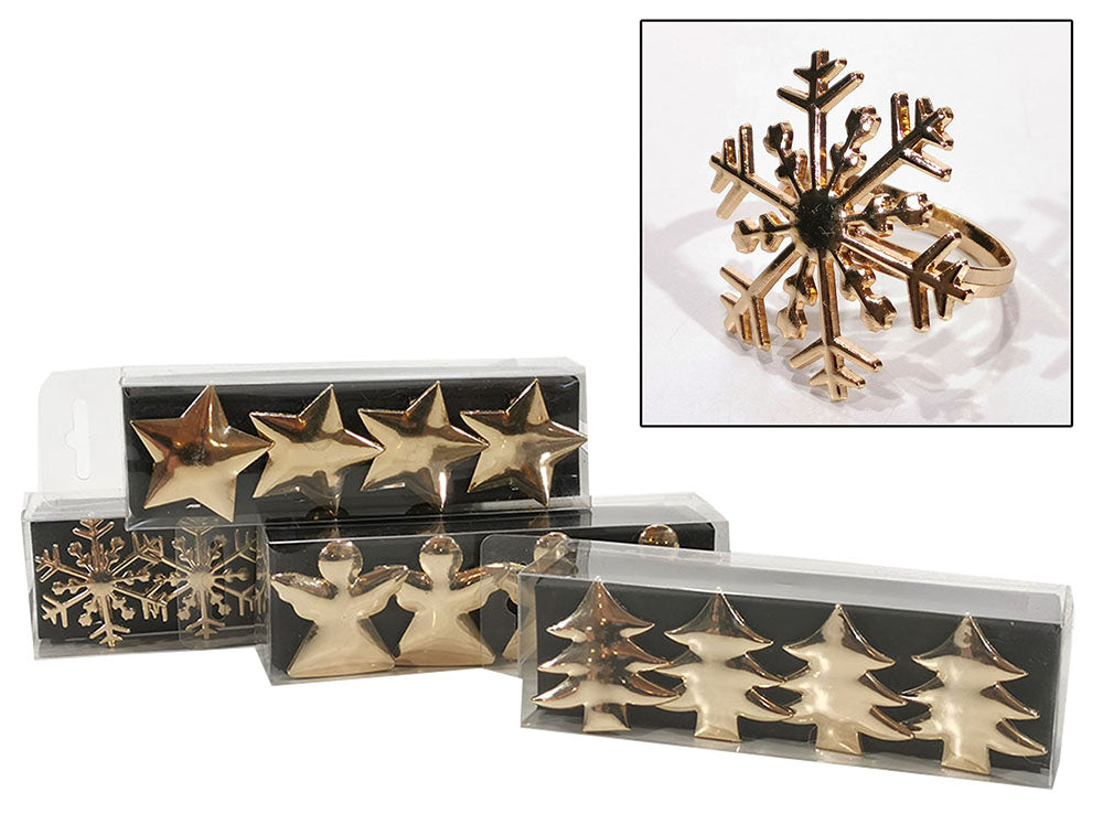 Portatovaglioli confezione da 4 pezzi oro assortiti