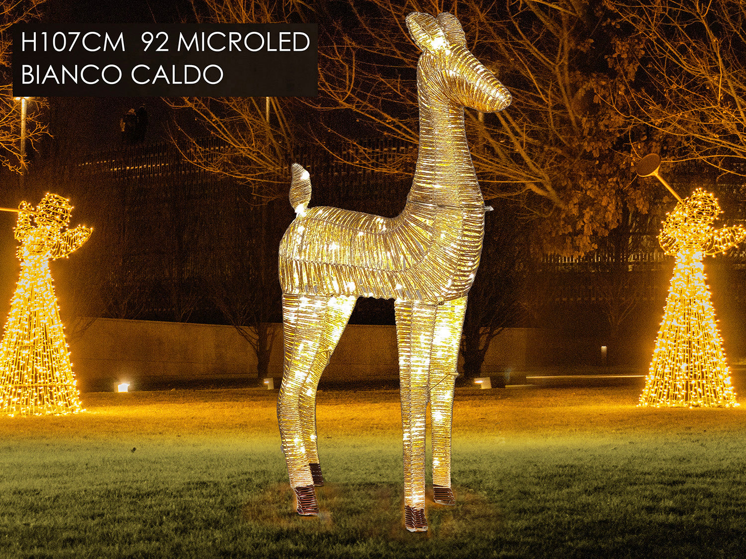 Renna con 92 miniled bianco caldo h.107cm