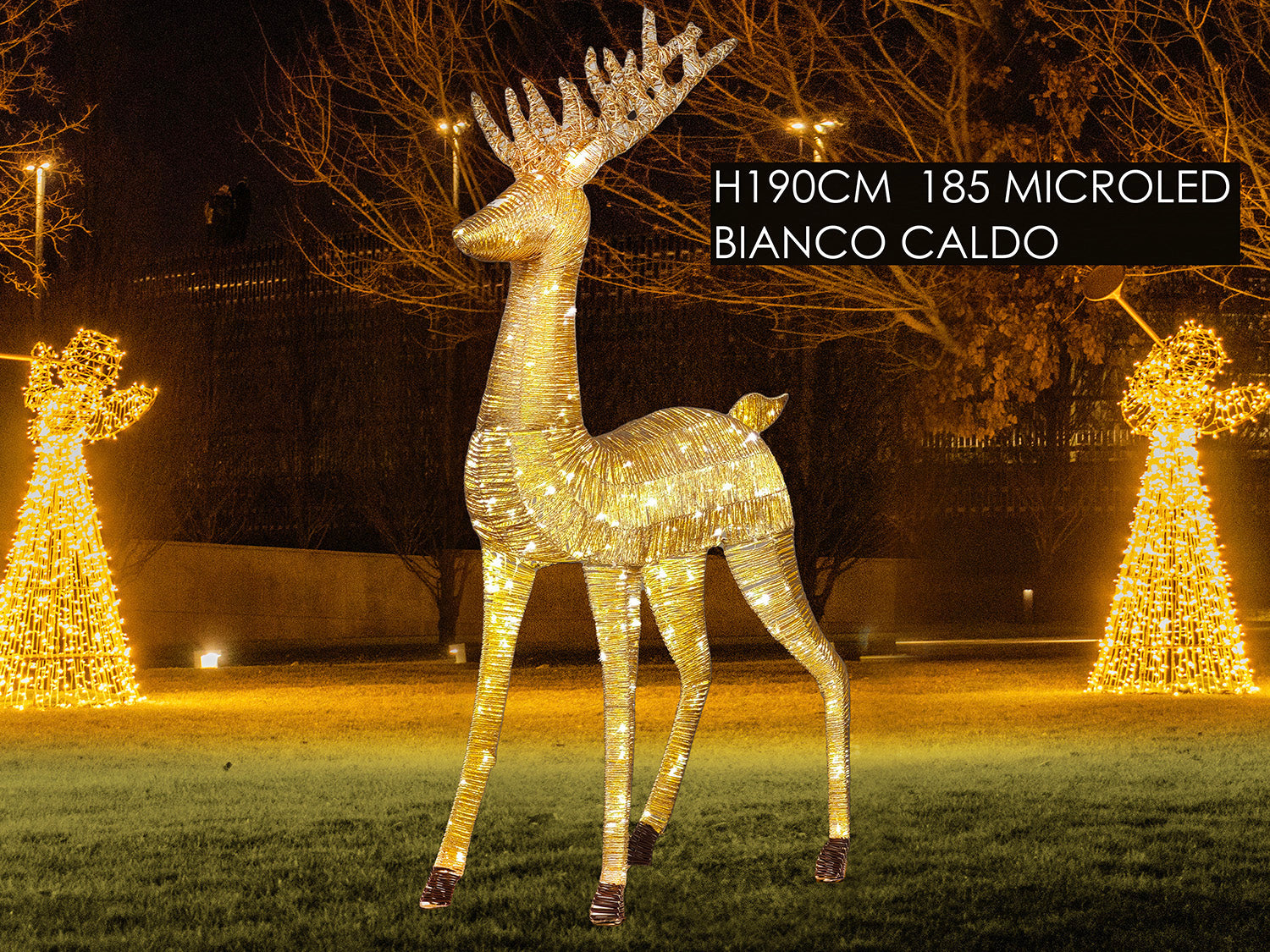 Renna con 185 miniled bianco caldo h.185cm