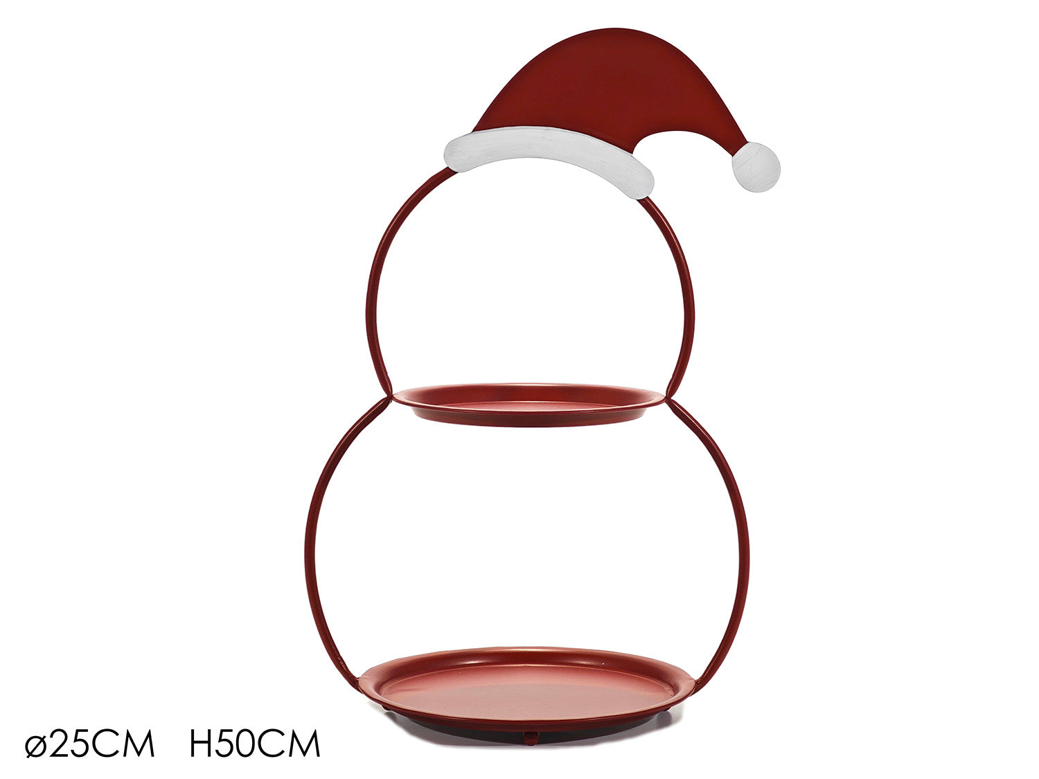 Alzatina doppia con cappello di babbo natale h.50 rosso