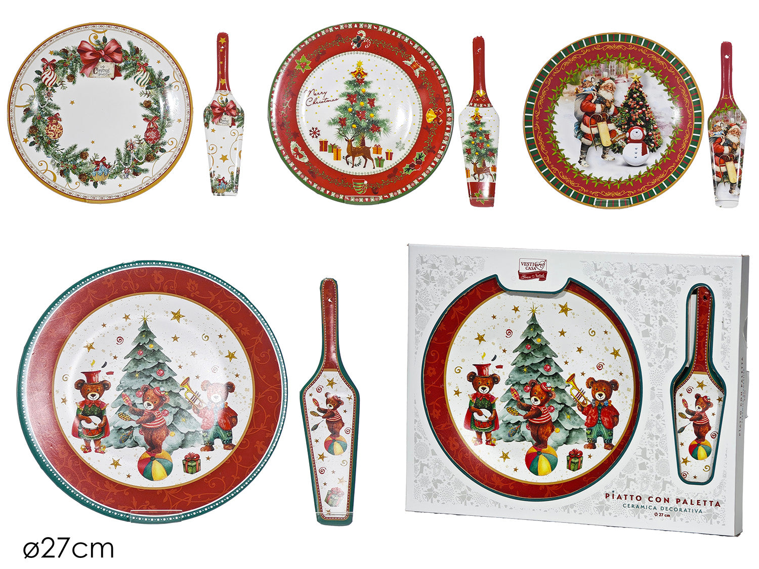 Piatto 27cm con paletta in fantasie assortite
