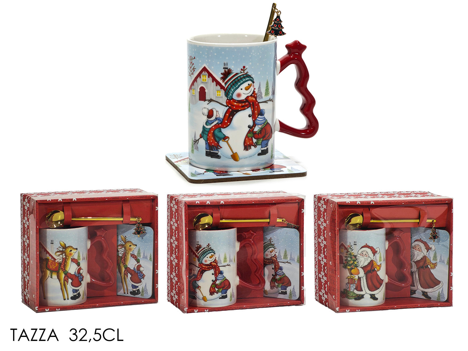 Tazza 32,5cl con sottobicchiere e cucchiaino in fantasie D77assortite