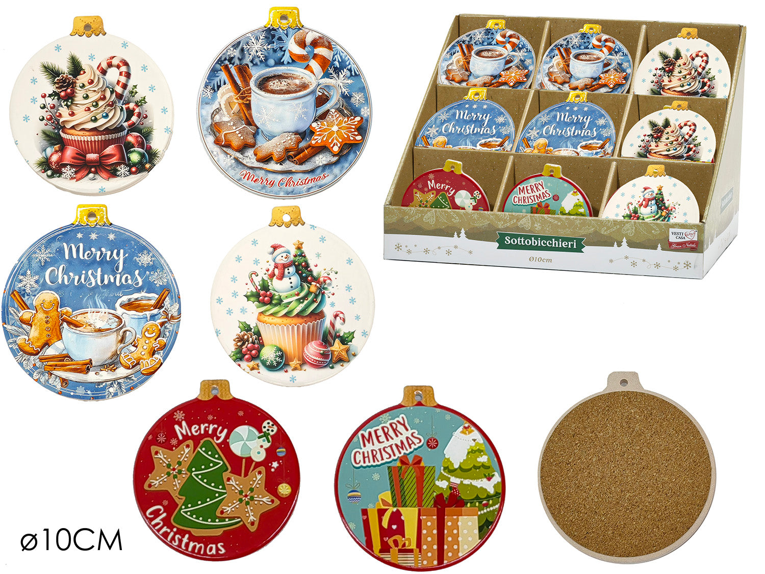 Sottobicchieri natalizi 10cm fantasie assortite
