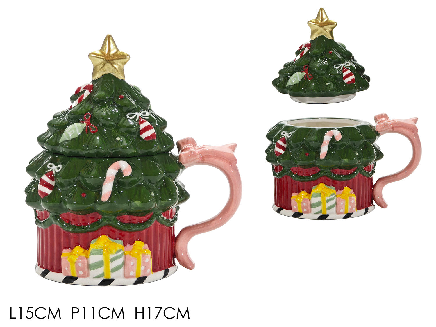 Tazza albero in ceramica con coperchio 17cm