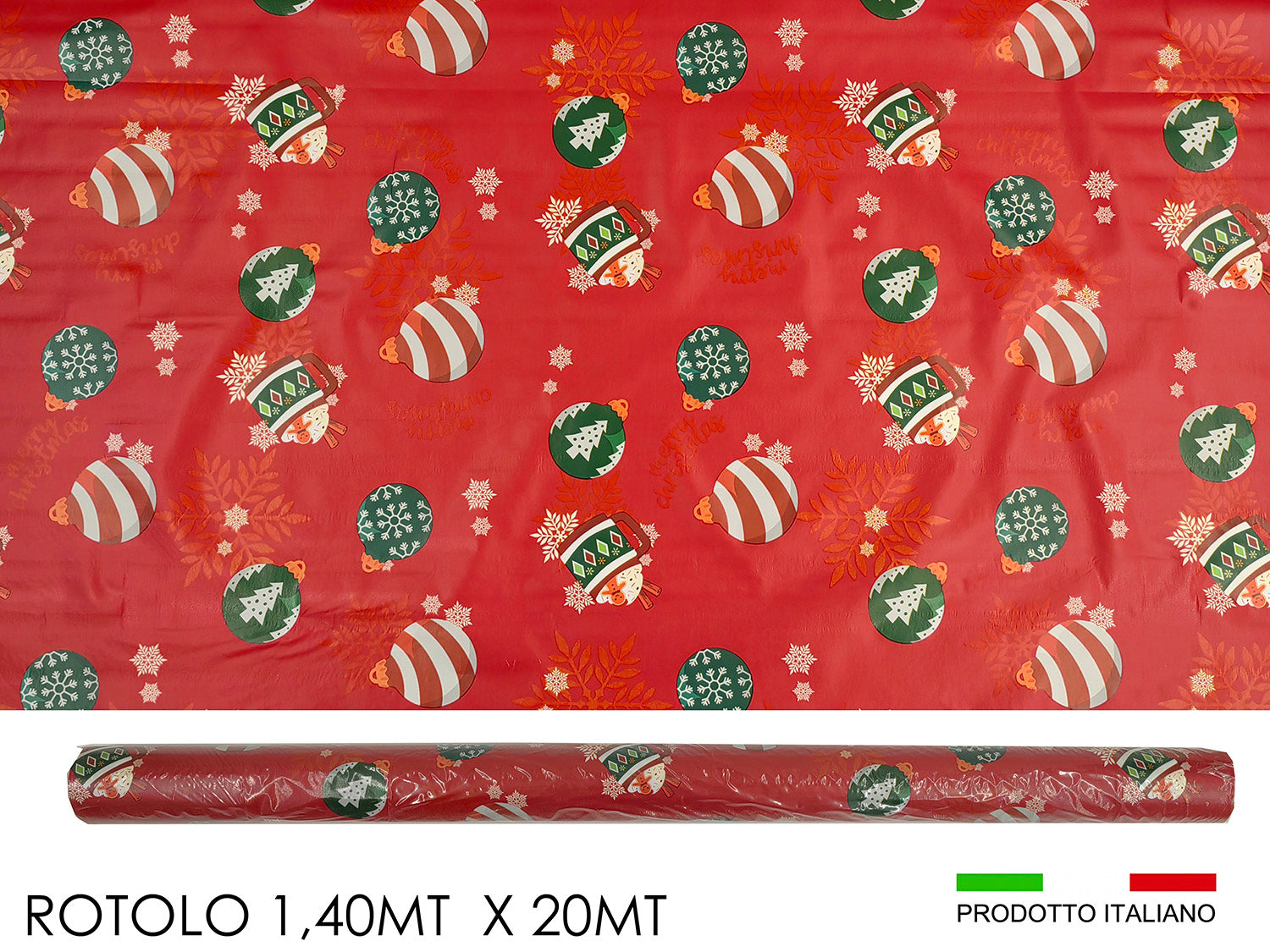 Tovagliato a rotolo natalizia 1,40x20mt rossa