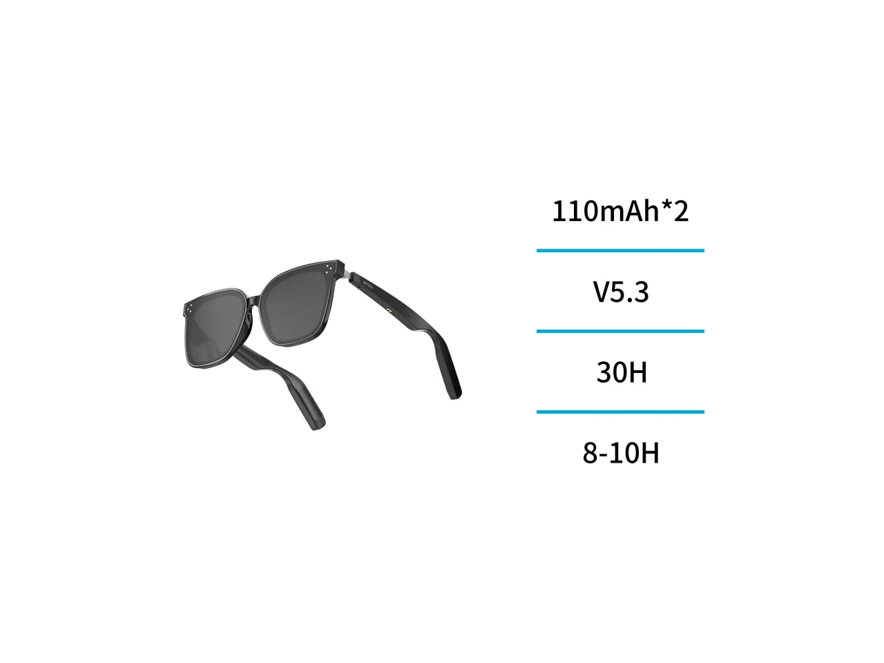 Occhiali musicali Bluetooth intelligenti (02UNICO,SG5164,nero)