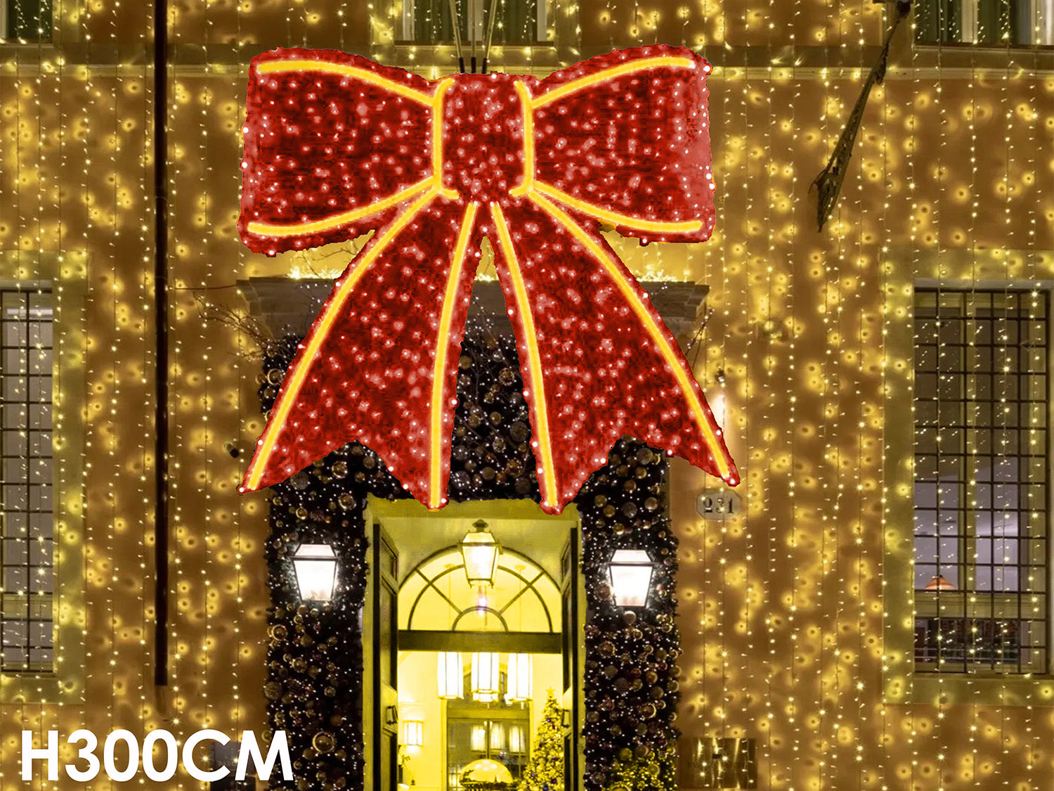 Fiocco luminoso 2d h.300cm rosso 451498a