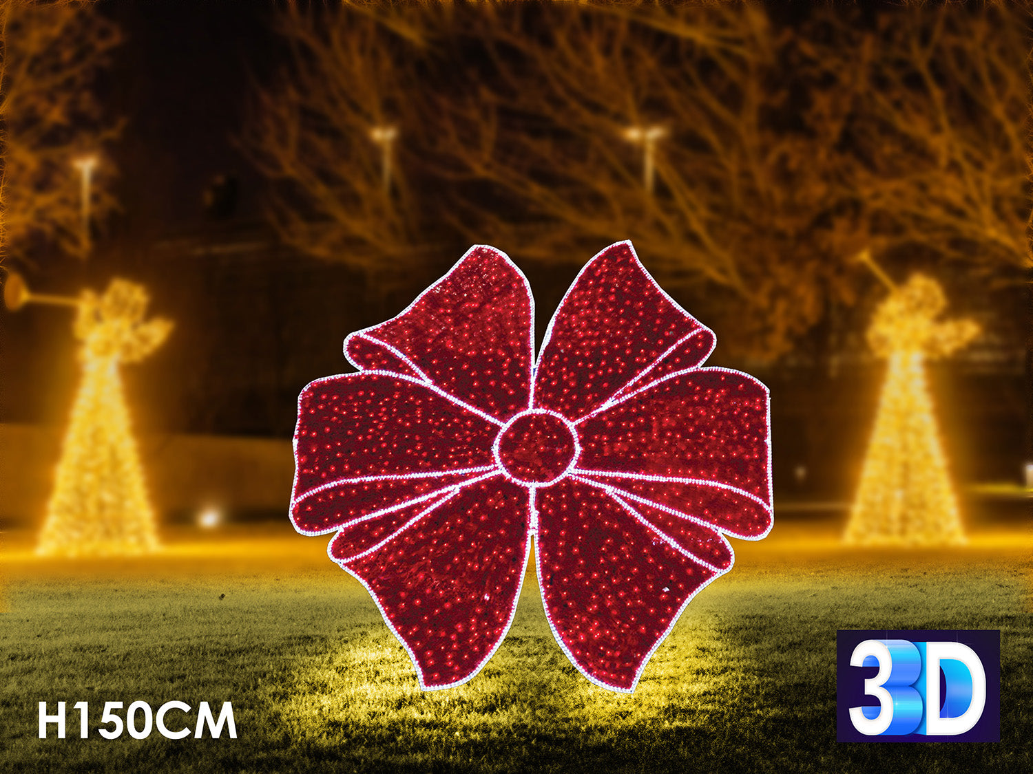 Fiocco luminoso 3d h.150 cm rosso 451499